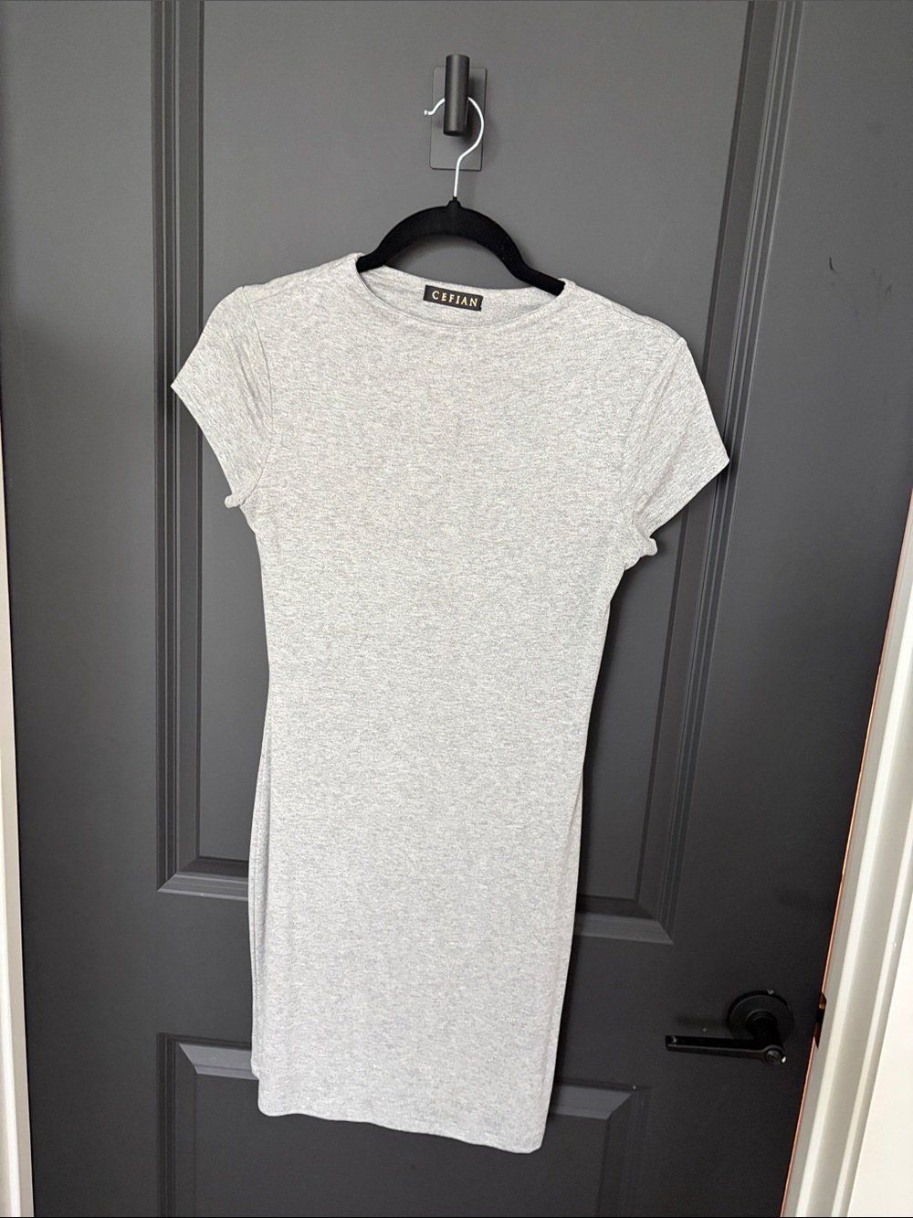 CEFIAI Grey Short-Sleeve Bodycon Dress